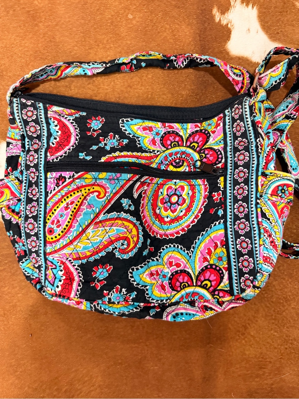 Vera Bradley Black Multicolor Paisley Quilted Crossbody